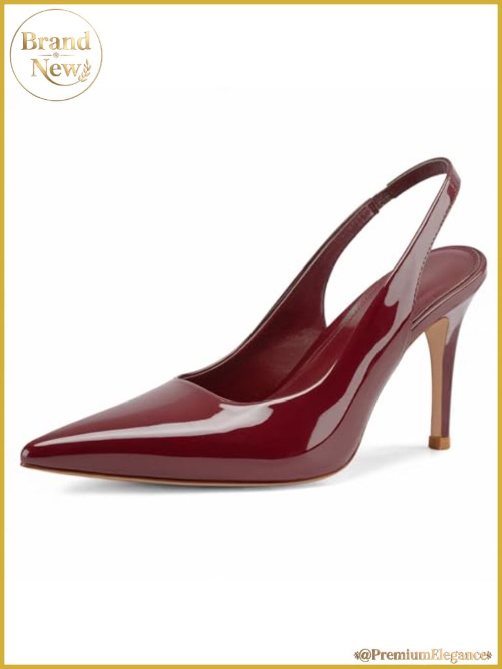 Pointed Toe Slingback Stiletto Pumps, 2.95-inch Heel, Faux Leather, Women's